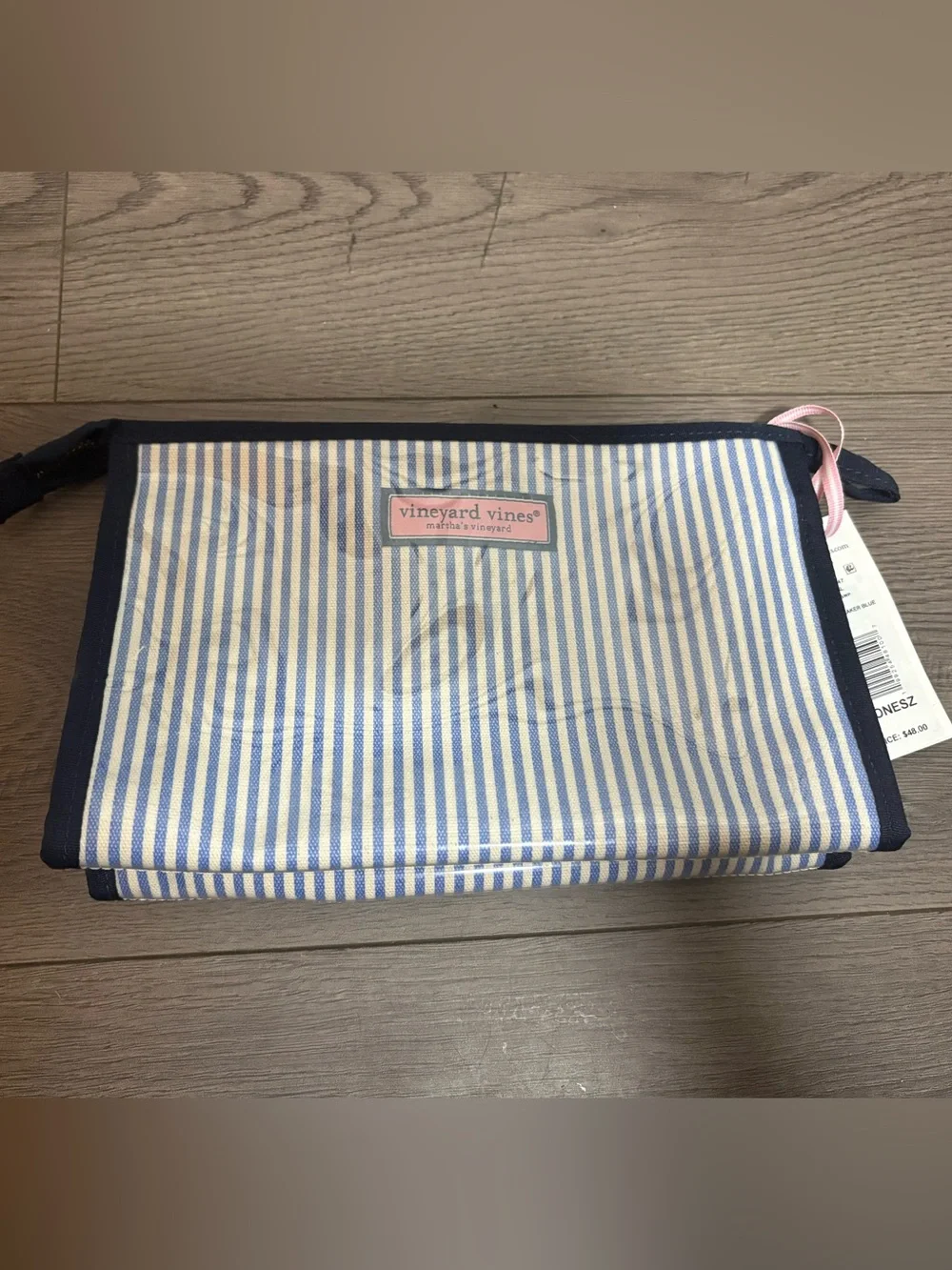 Vineyard Vines Blue Striped Mom Zippered Pouch Cosmetics Travel Preppy